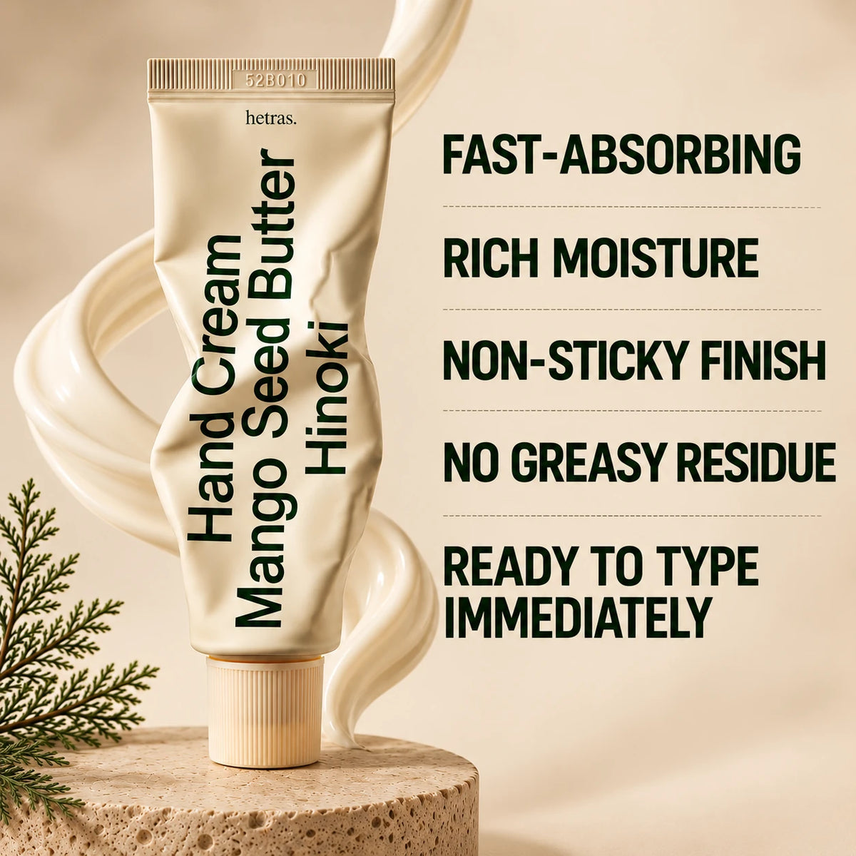 HETRAS Mango Seed Butter Hand Cream - Non Sticky Hand Moisturizer